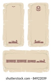Old Locomotive, parchment, vector