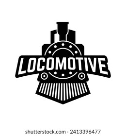 Vector de diseño del logotipo de la máquina de trenes de locomotora antigua