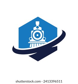 Old Locomotive Train Machine Logo Design Vector