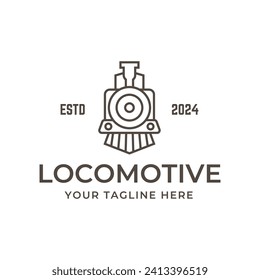 Vector de diseño del logotipo de la máquina de trenes de locomotora antigua