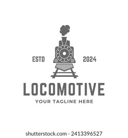 Old Locomotive Train Machine Logo Design Vector