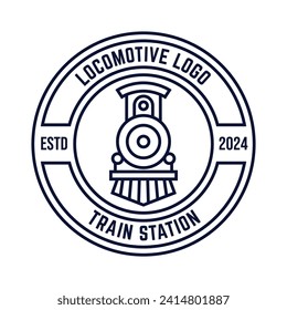 Old Locomotive Train Machine Logo Design Vector