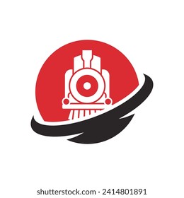 Vector de diseño del logotipo de la máquina de trenes de locomotora antigua