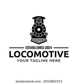 Old Locomotive Train Machine Logo Design Vector