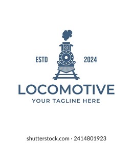 Vector de diseño del logotipo de la máquina de trenes de locomotora antigua