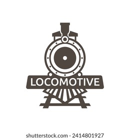 Old Locomotive Train Machine Logo Design Vector