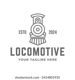 Vector de diseño del logotipo de la máquina de trenes de locomotora antigua