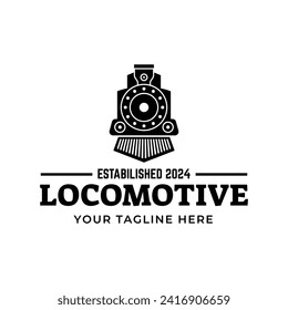 Old Locomotive Train Machine Logo Design Vector