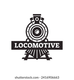 Old Locomotive Train Machine Logo Design Vector