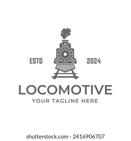 Old Locomotive Train Machine Logo Design Vector