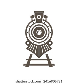 Old Locomotive Train Machine Logo Design Vector