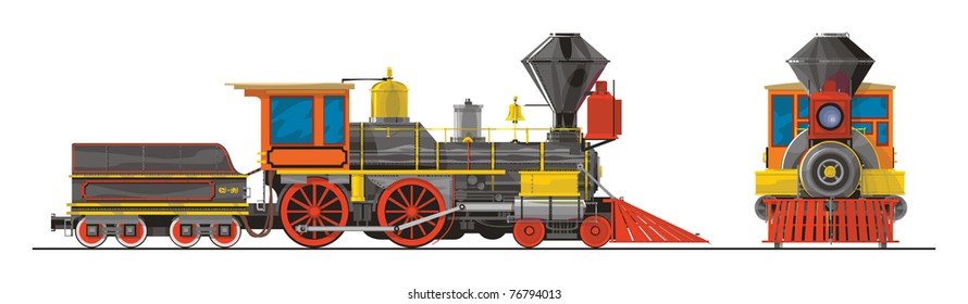 Old locomotive, vector