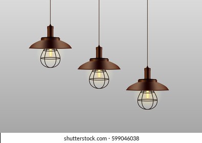Old Loft Pendant Lanterns - Vector Illustration
