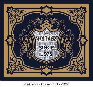 Diseño de logotipo antiguo con marco floral