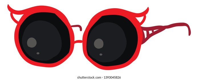 A old looking round red glasses vector color drawing or illustration