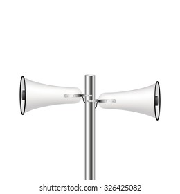 Old loudspeaker system in white design 