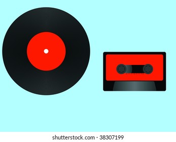 old lp vinyl and cassette