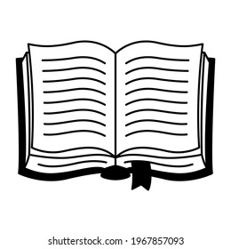 Old magic book. Decorative tattoo art. Isolated vector illustration.