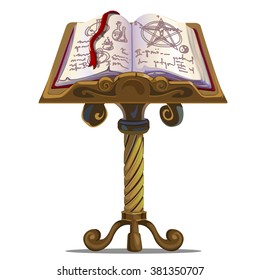 Old magic book on the Desk. Vector illustration.