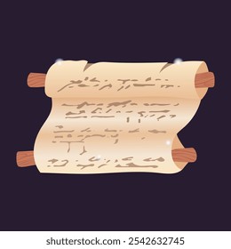 Old magic manuscript scroll in flat design. Ancient witchcraft parchment. Vector illustration isolated.