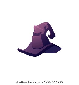 Old magic pointed witch hat. Traditional element costume for halloween party. Flat cartoon vector illustration isolated on white