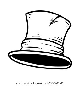 old magician hat isolated drawing line art style sketch classic vintage design illustration