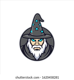 old magician logo design vector