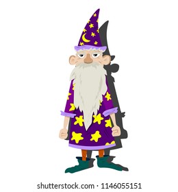 Old magician-astrologer with a hat and cloak.
