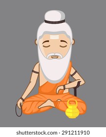 Old Maharishi Vishvamitra Vector Illustration