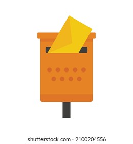 Icono de buzón antiguo. Ilustración plana del icono vectorial de buzón antiguo aislado en fondo blanco
