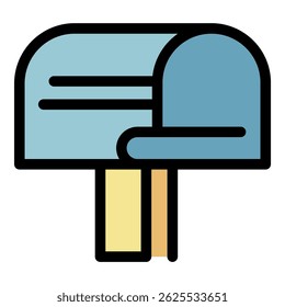 Old mailbox icon. Outline old mailbox vector icon color flat isolated