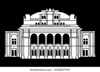 old majestic theater building vector illustration