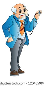 Old Male Doctor, vector illustration