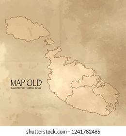 Old malta map with vintage paper texture vector format. vector eps10