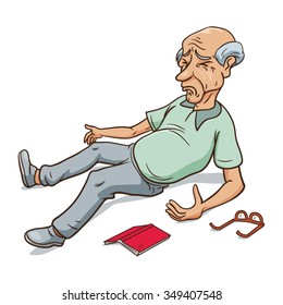 Old Man Accident Falling Down vector cartoon, illustration  