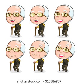 Old man in action. Vector. illustration.