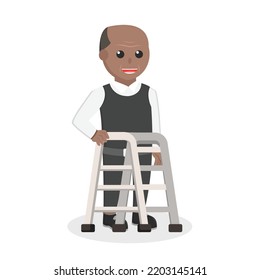 Old Man african Walking Cane design character on white background