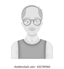 Old man.Old age single icon in monochrome style vector symbol stock illustration web.