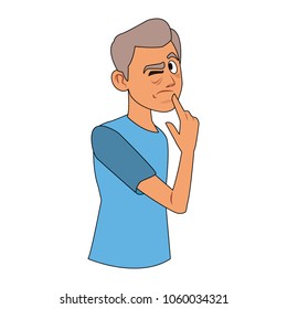 Old man with alzheimer cartoon