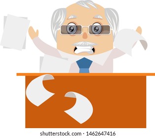 Old man is angry, illustration, vector on white background.