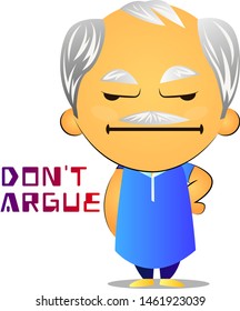 Old man arguing, illustration, vector on white background.