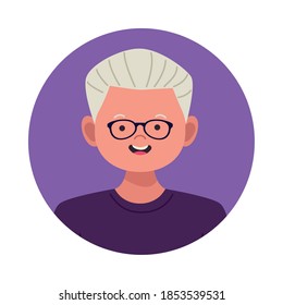 old man avatar chararacter icon vector illustration design
