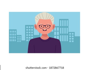 old man avatar chararacter icon vector illustration design