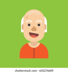 Old man avatar. Flat cartoon style. Vector illustration.