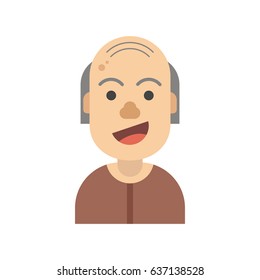 Old man avatar. Flat cartoon style. Vector illustration.