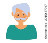 Old man avatar icon Flat vector illustration on white background