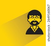 old man avatar with shadow on yellow background