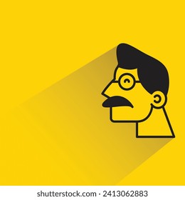 old man avatar with shadow on yellow background