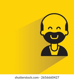 old man avatar with shadow on yellow background