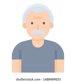 Old man avatar vector illustration, flat design icon